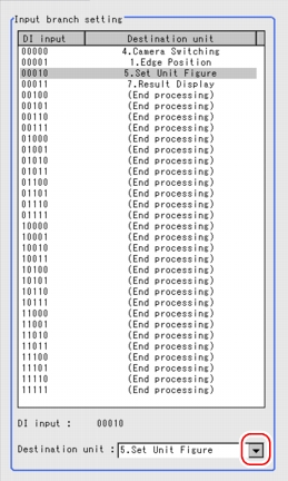 Setting - Input branch setting area