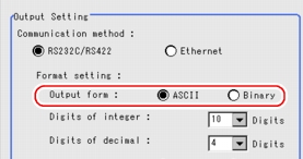 Output format - Output Setting area