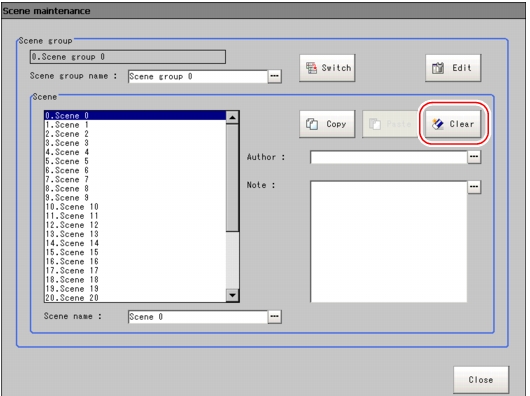 Scene Maintenance window