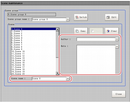 Scene Maintenance window